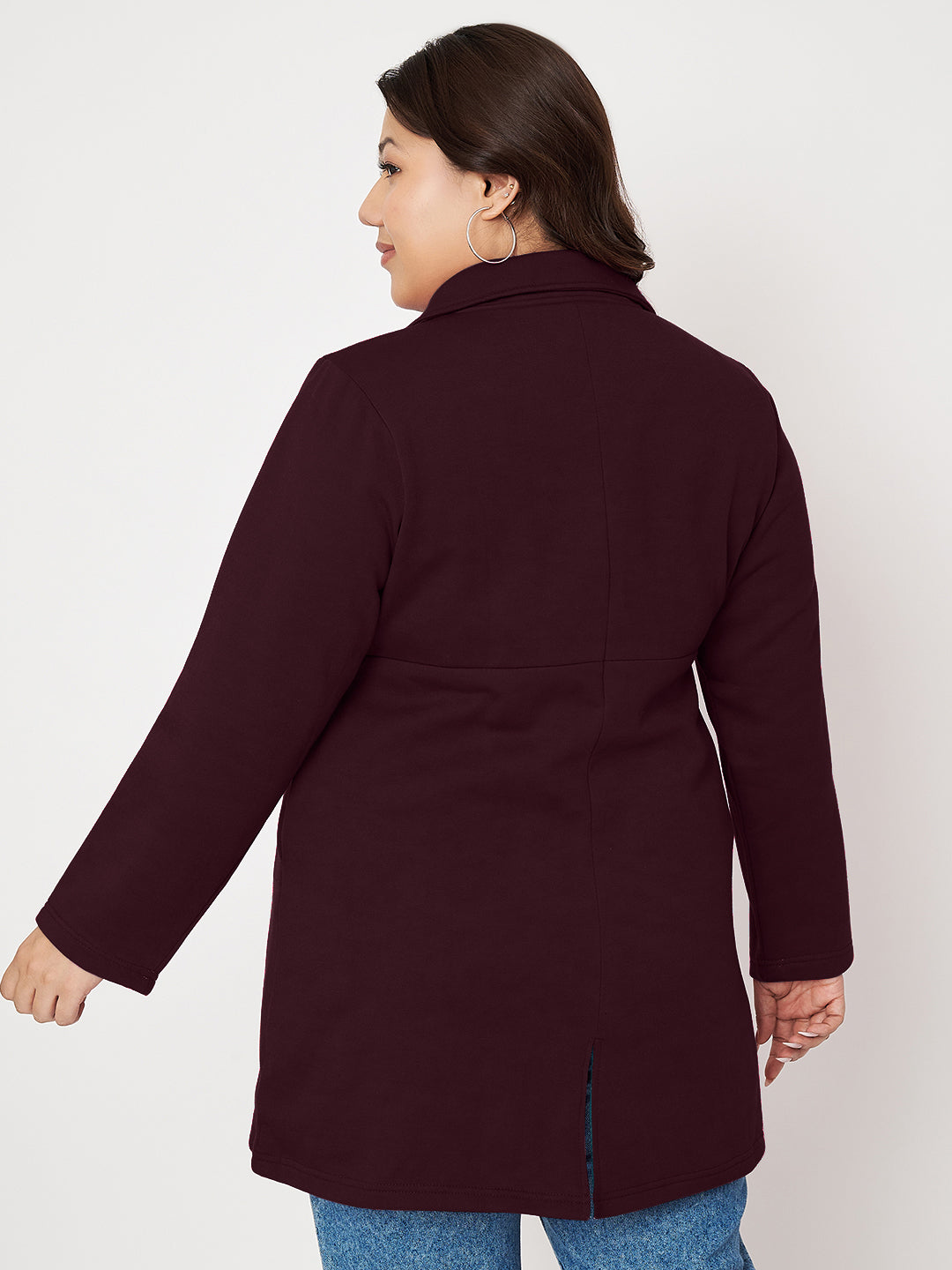 Women Single Breasted Hip Length Overcoat