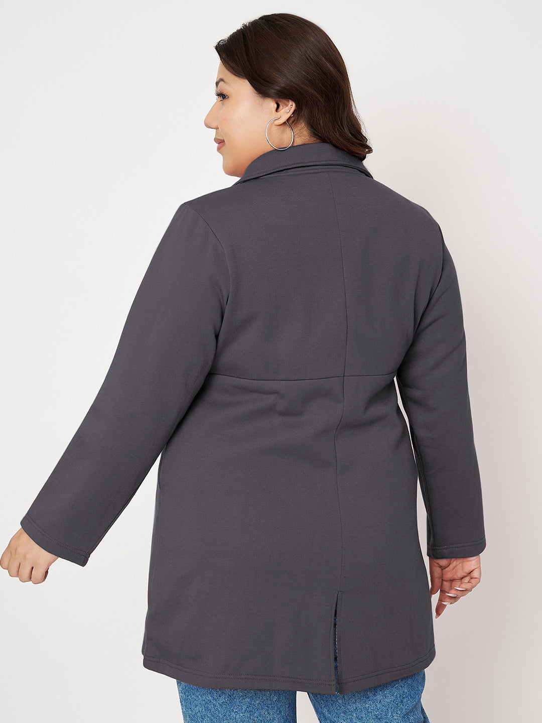Women Single Breasted Hip Length Overcoat