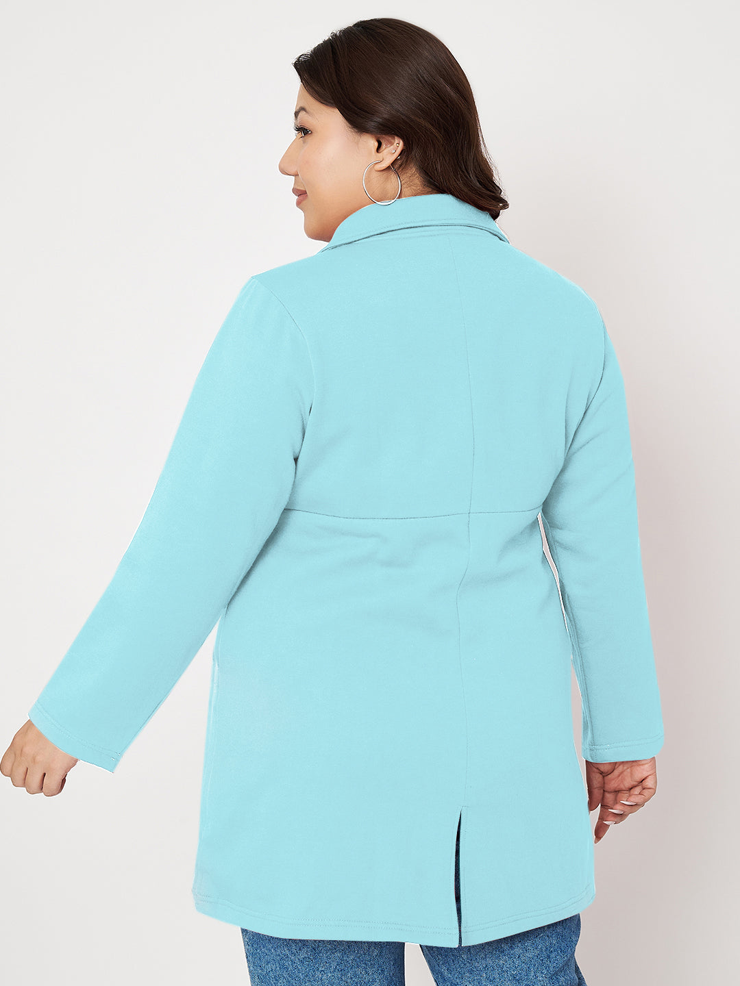 Women Single Breasted Hip Length Overcoat