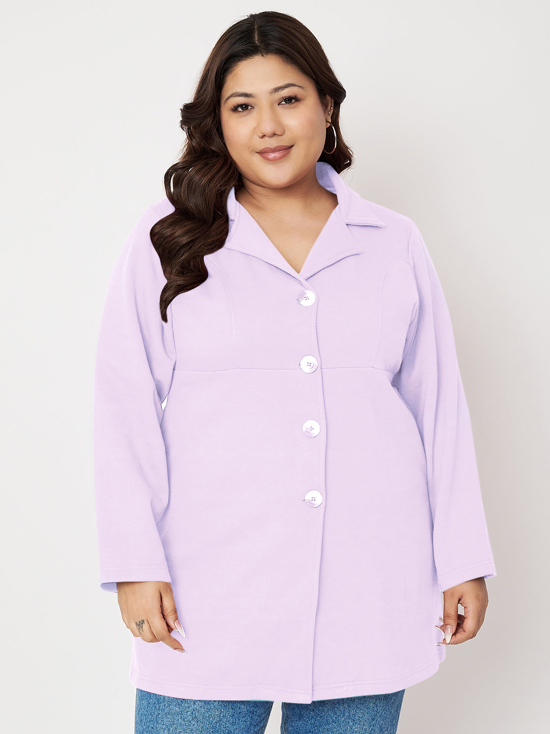 Women Single Breasted Hip Length Overcoat