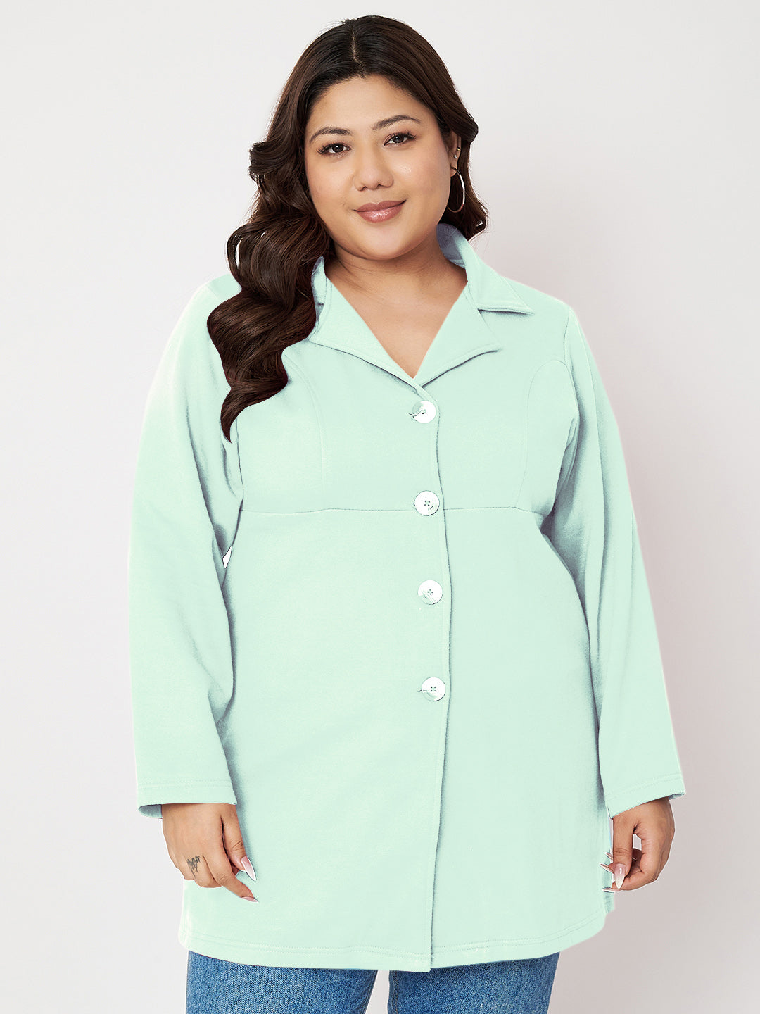 Women Single Breasted Hip Length Overcoat