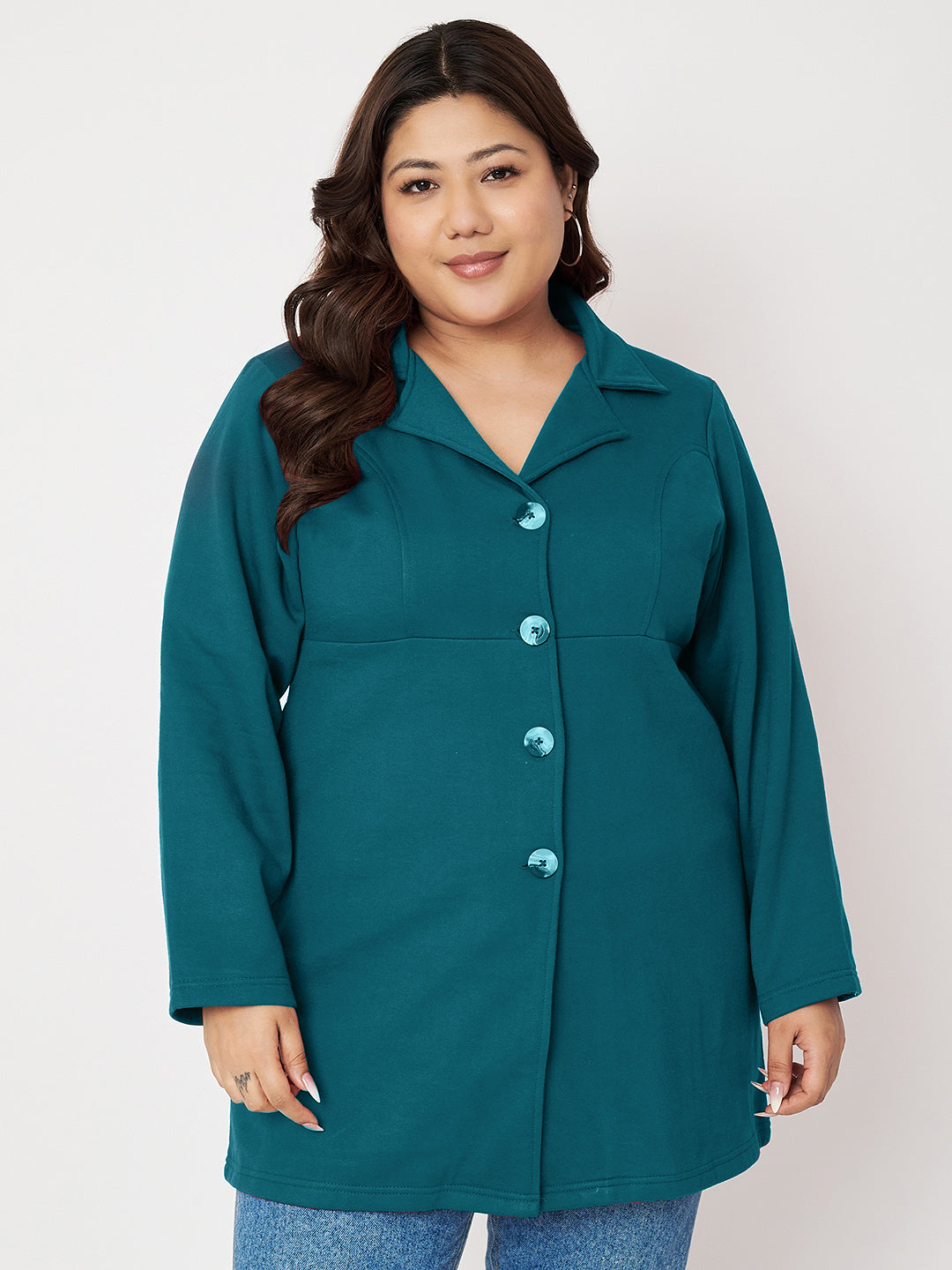Women Single Breasted Hip Length Overcoat