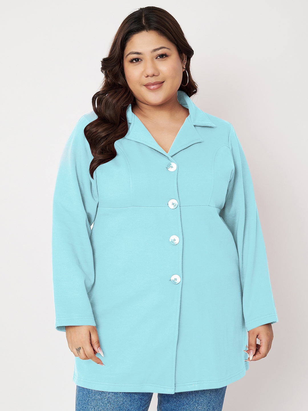Women Single Breasted Hip Length Overcoat