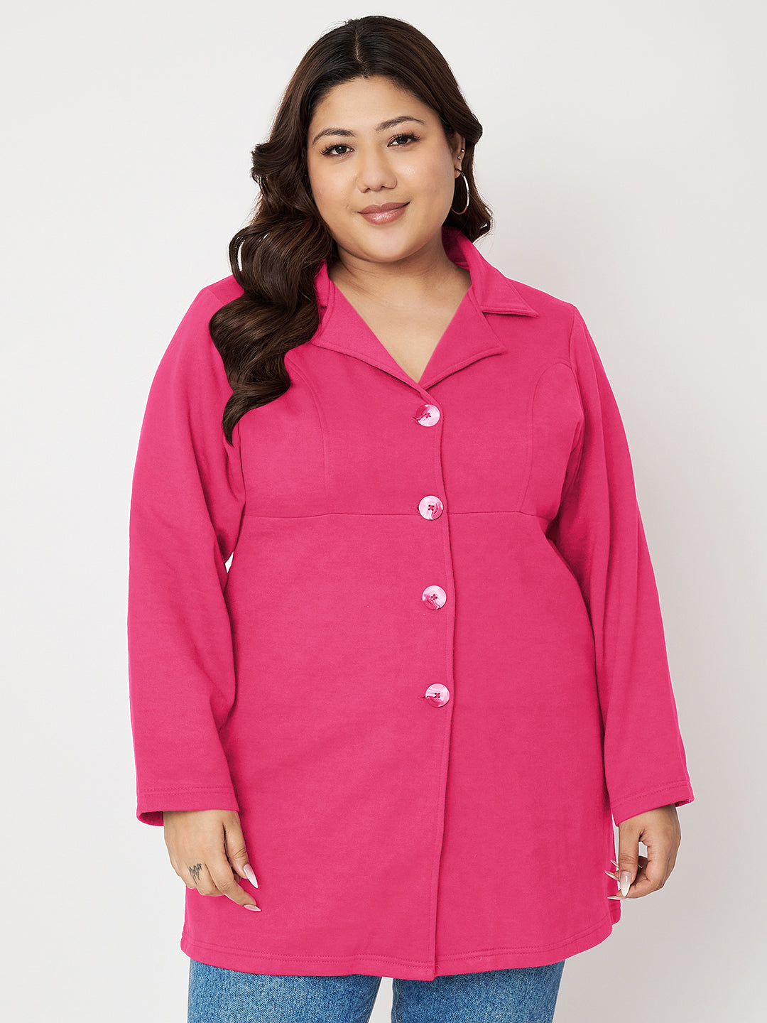 Women Single Breasted Hip Length Overcoat