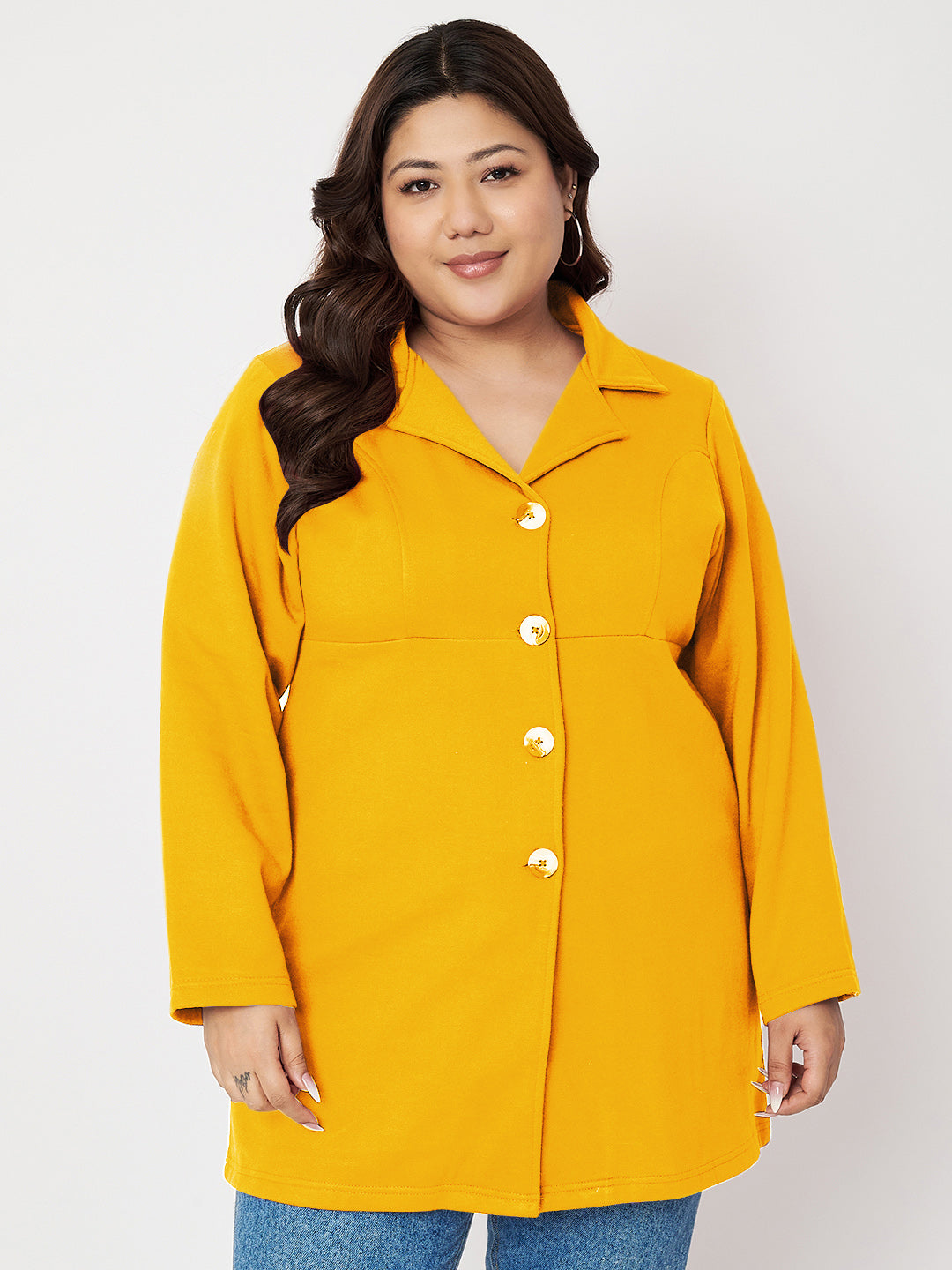 Women Single Breasted Hip Length Overcoat