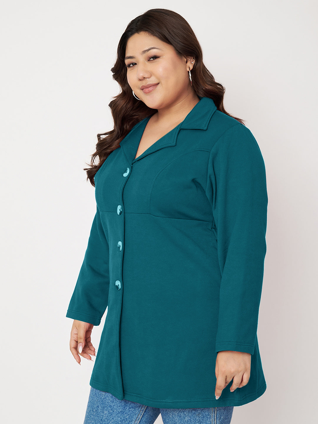 Women Single Breasted Hip Length Overcoat