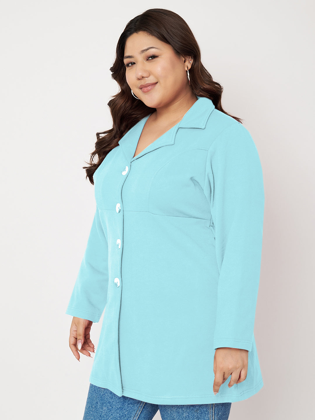 Women Single Breasted Hip Length Overcoat