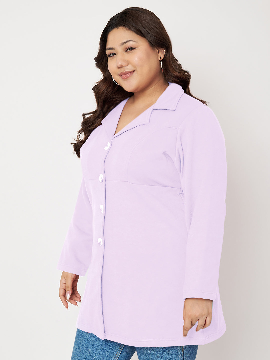 Women Single Breasted Hip Length Overcoat