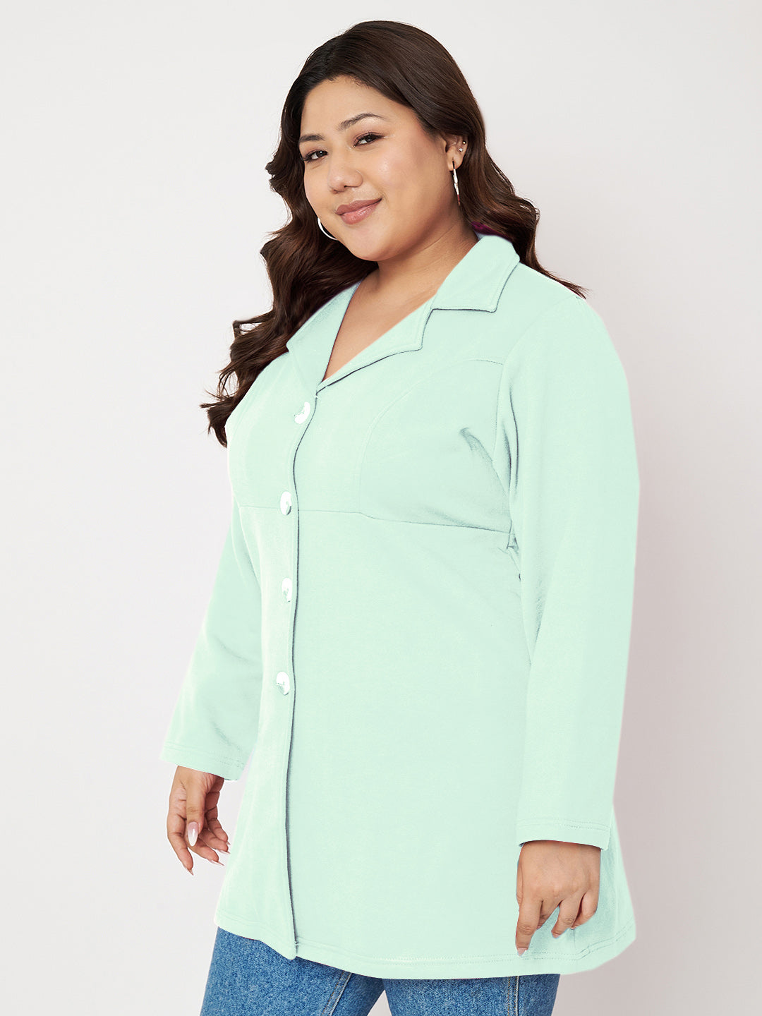 Women Single Breasted Hip Length Overcoat