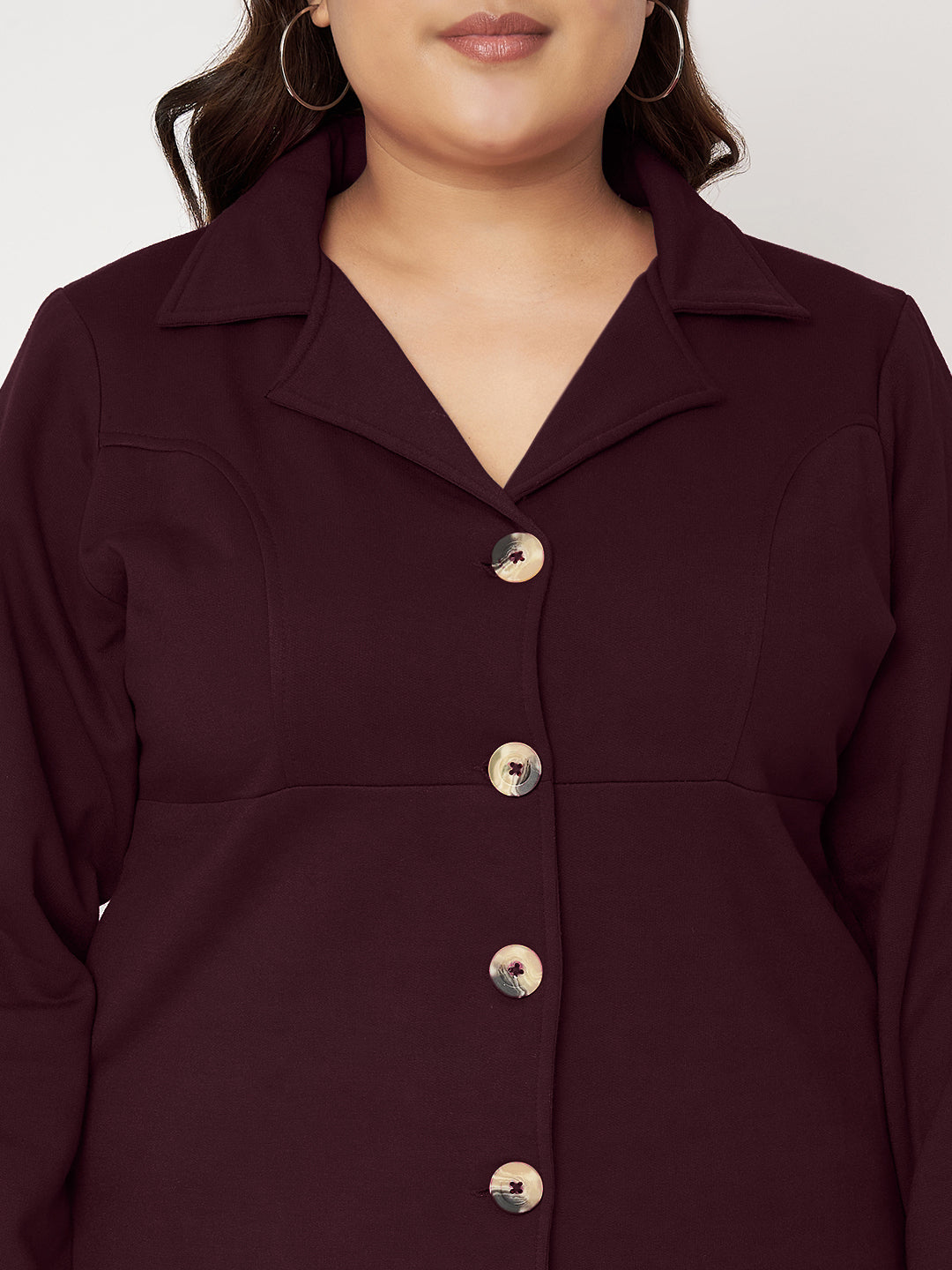 Women Single Breasted Hip Length Overcoat