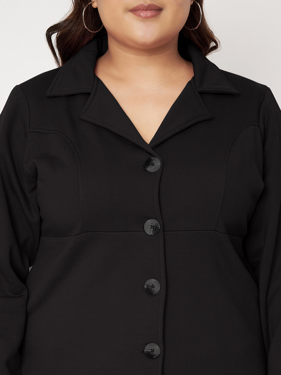 Women Single Breasted Hip Length Overcoat