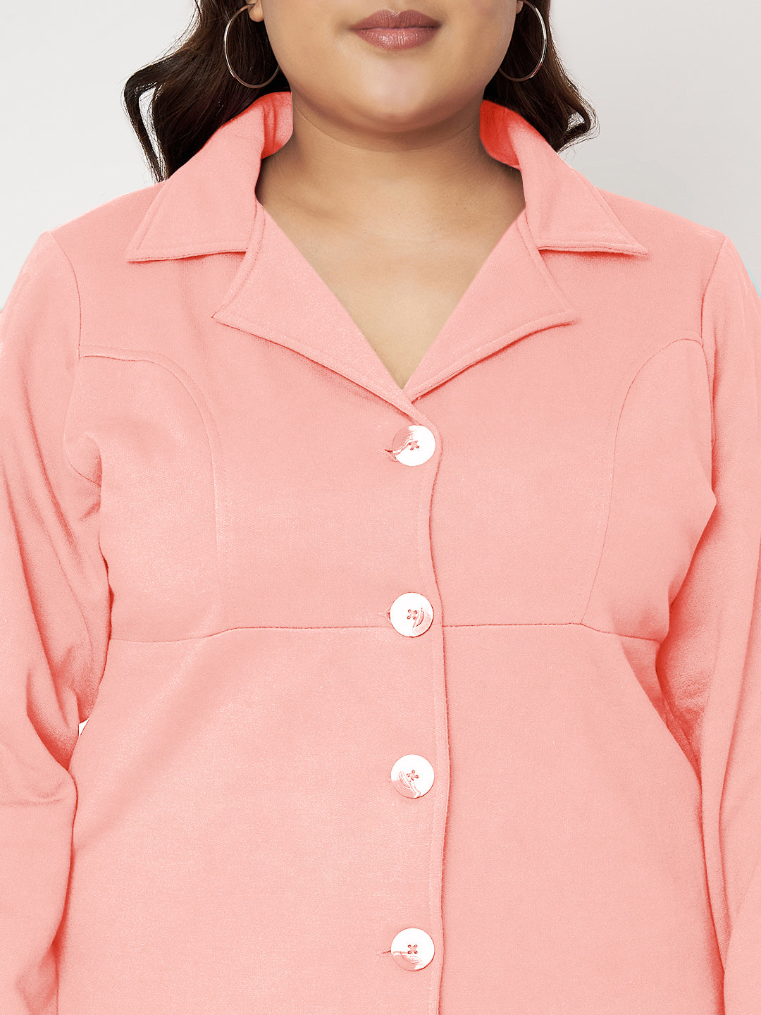 Women Single Breasted Hip Length Overcoat