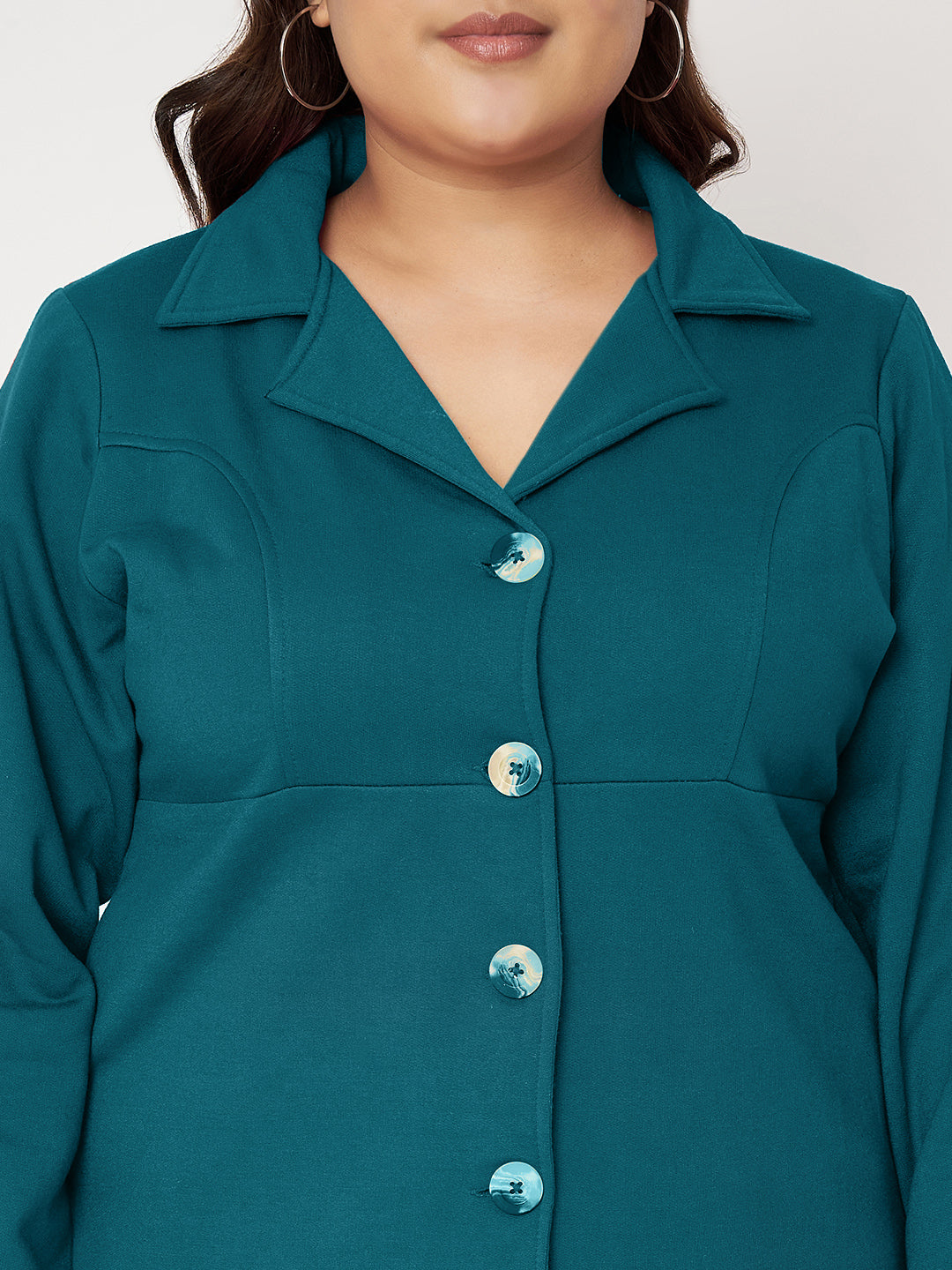 Women Single Breasted Hip Length Overcoat