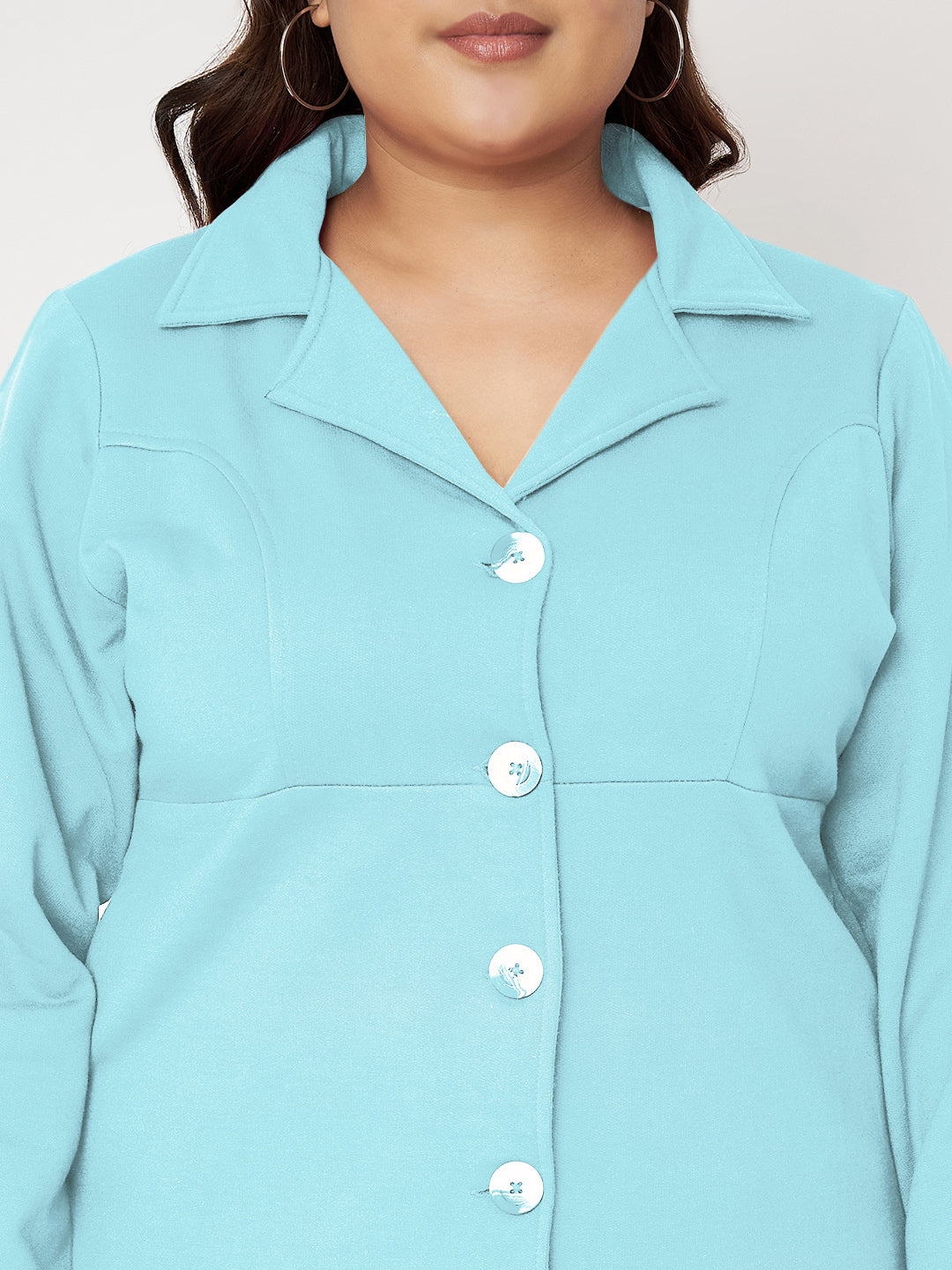 Women Single Breasted Hip Length Overcoat