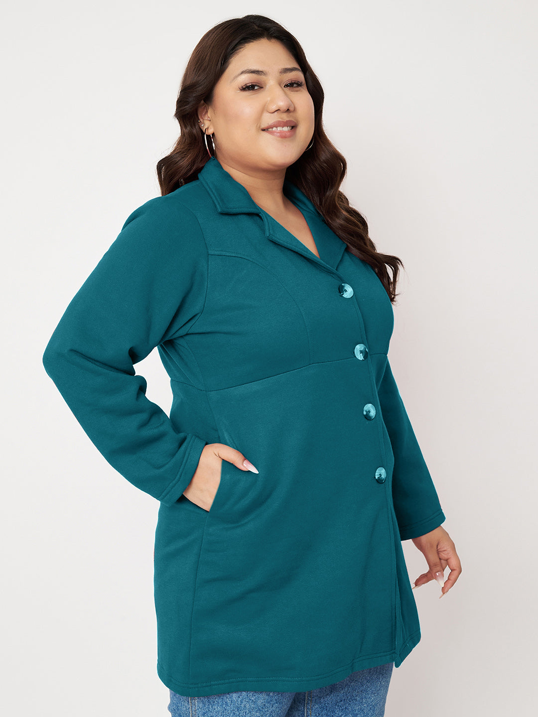 Women Single Breasted Hip Length Overcoat