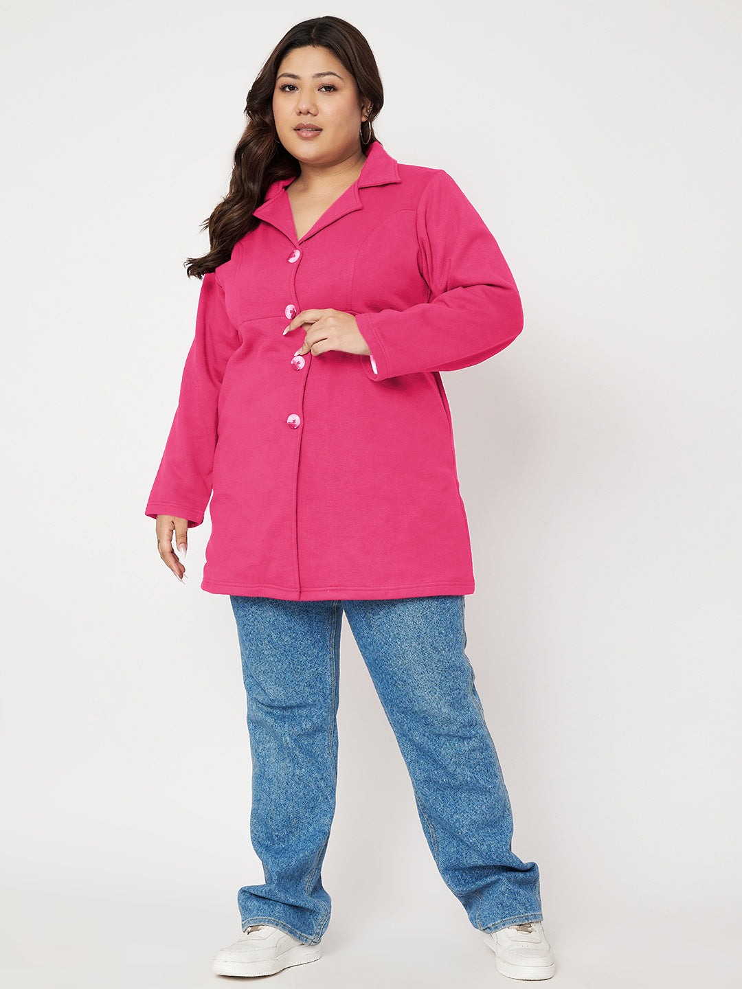Women Single Breasted Hip Length Overcoat