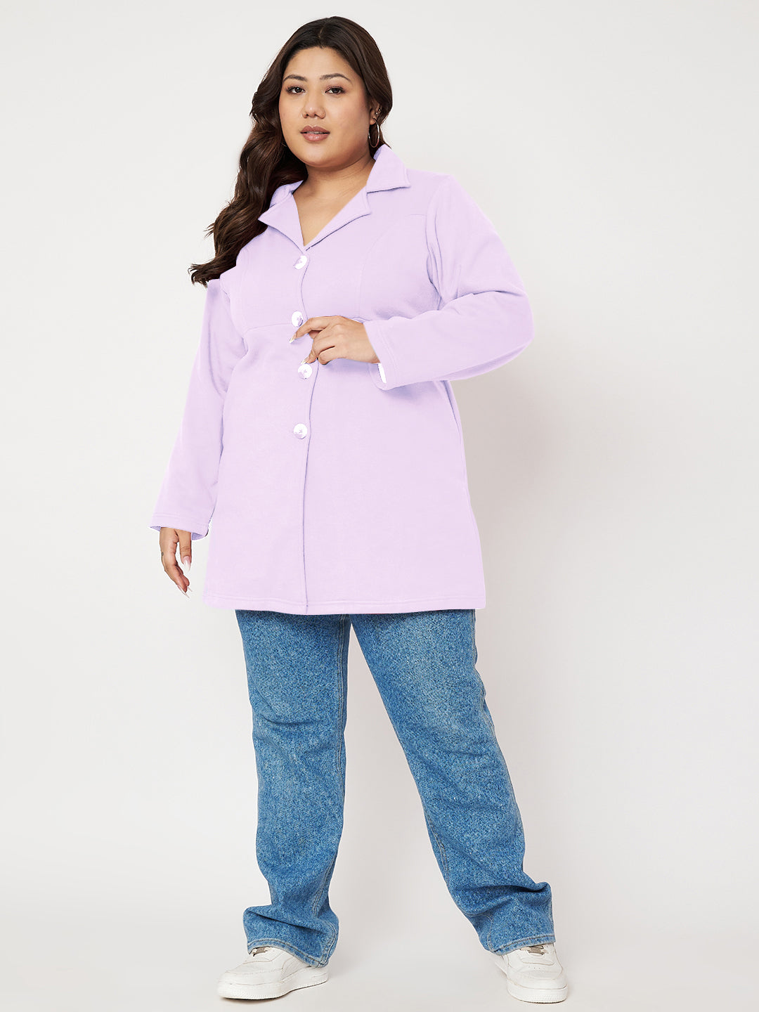 Women Single Breasted Hip Length Overcoat