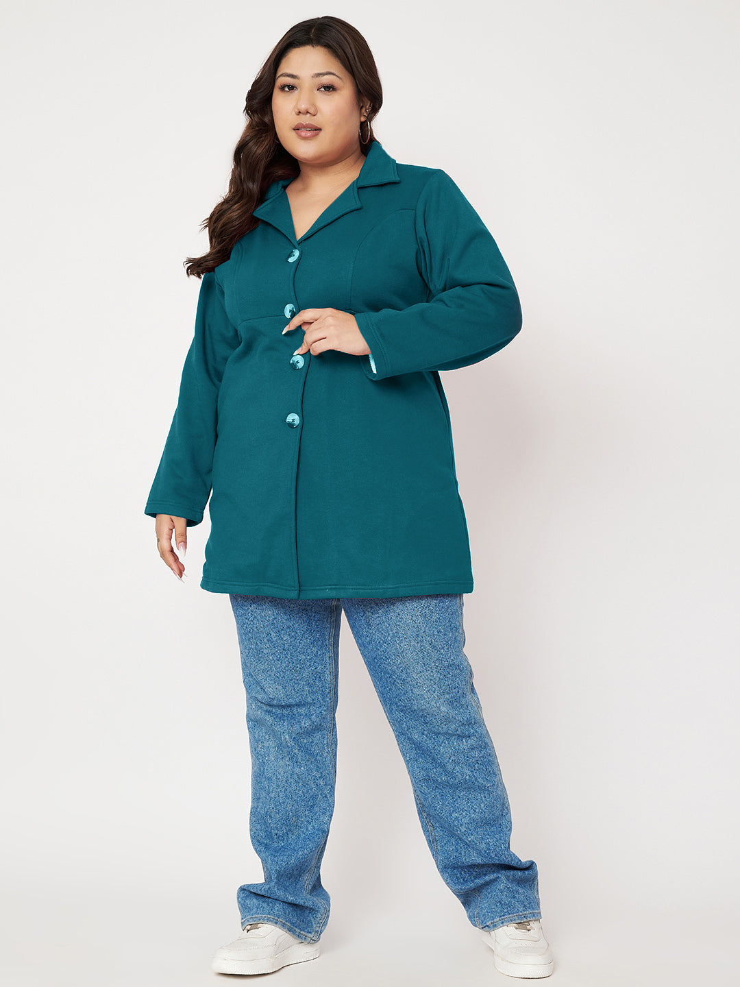 Women Single Breasted Hip Length Overcoat