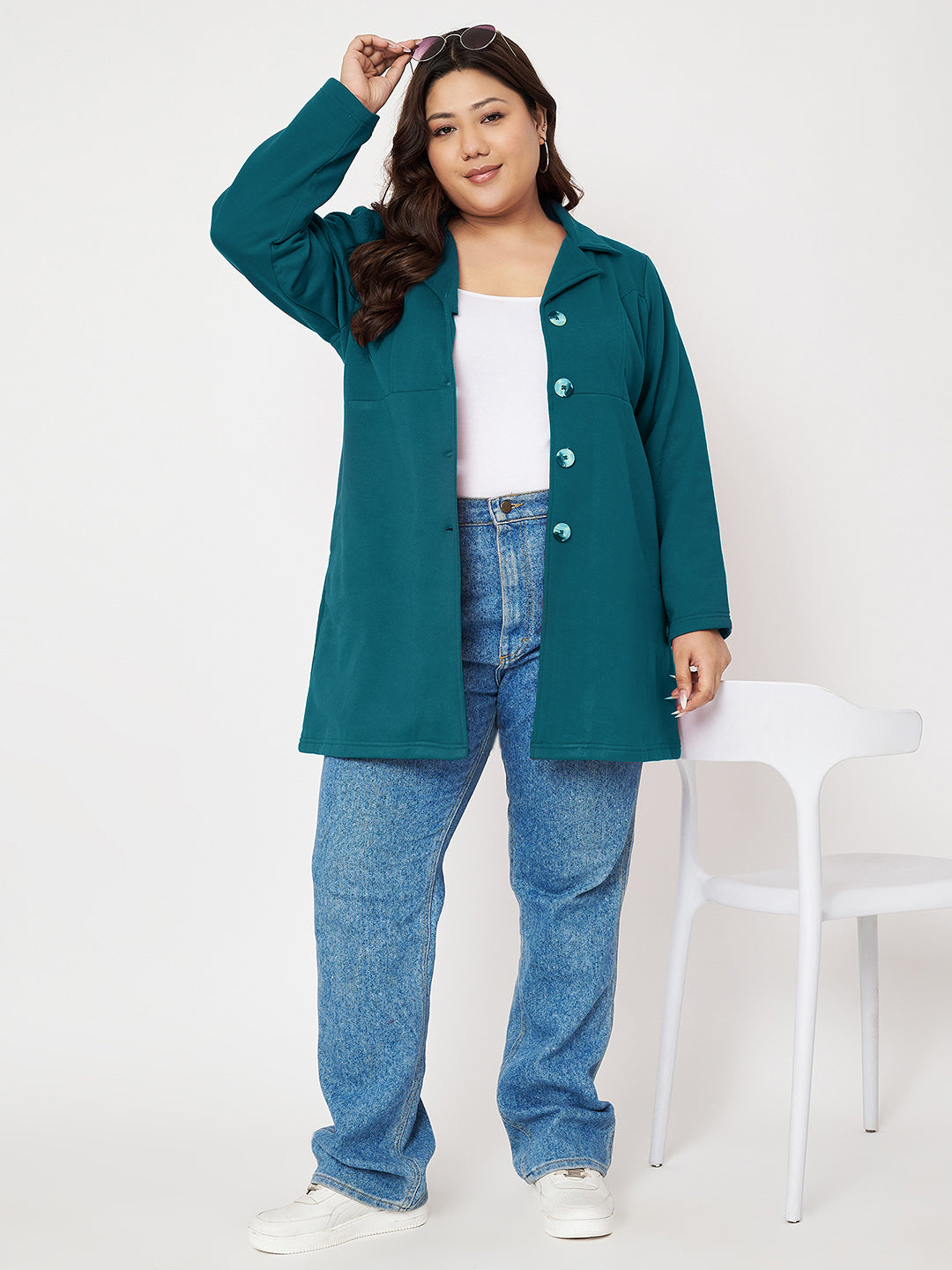 Women Single Breasted Hip Length Overcoat