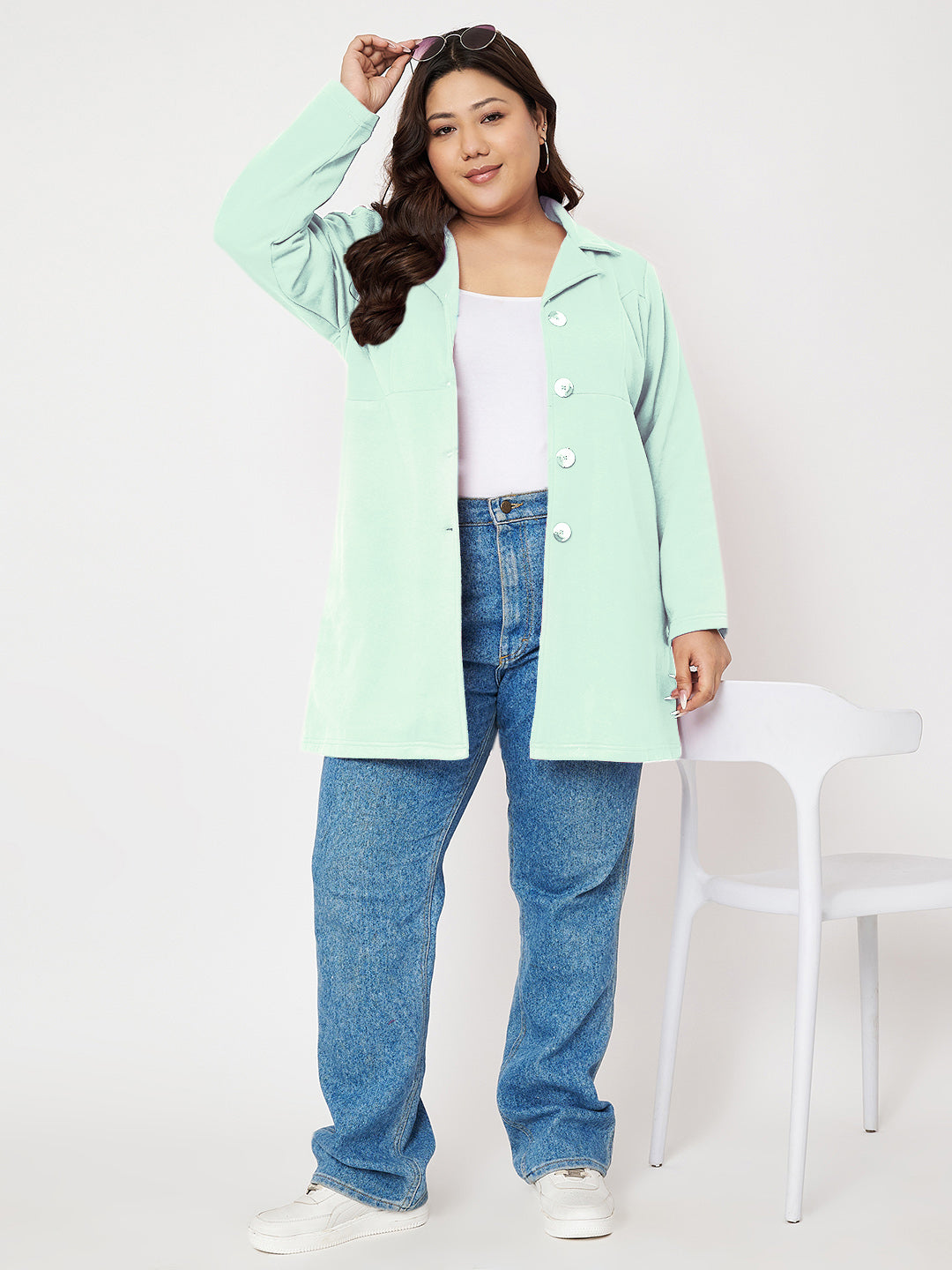 Women Single Breasted Hip Length Overcoat