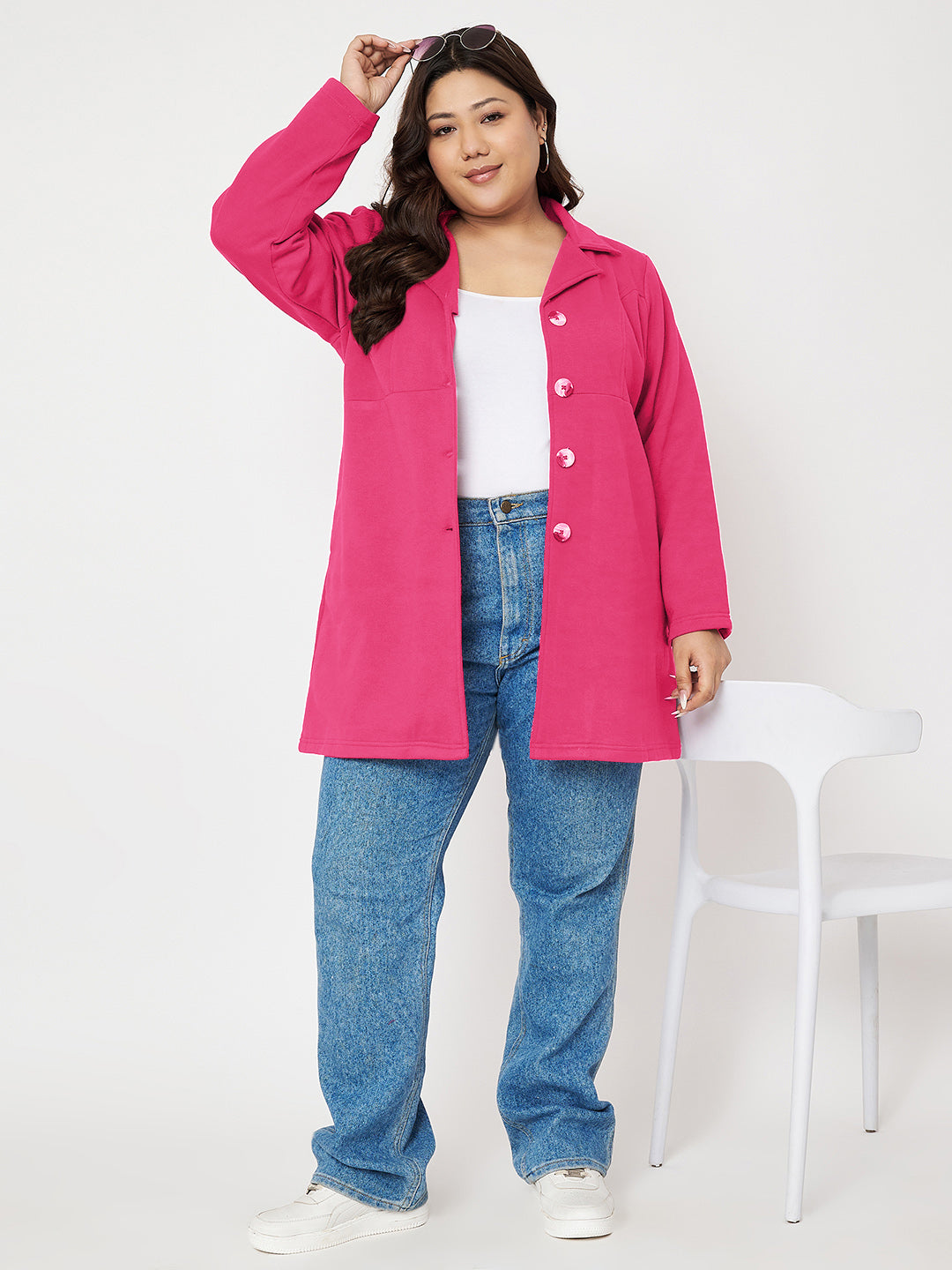 Women Single Breasted Hip Length Overcoat