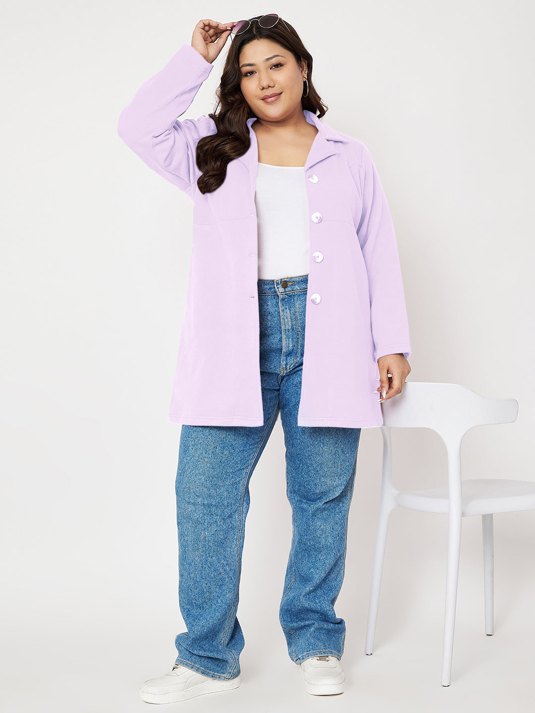 Women Single Breasted Hip Length Overcoat