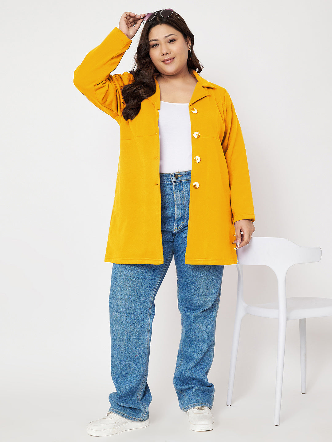 Women Single Breasted Hip Length Overcoat