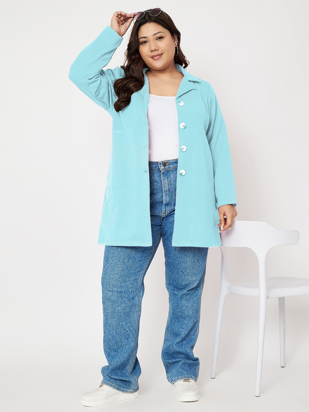 Women Single Breasted Hip Length Overcoat