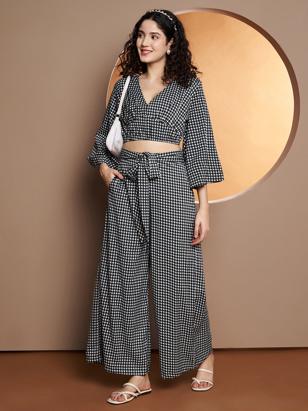 Printed V-Neck Top With Palazzo