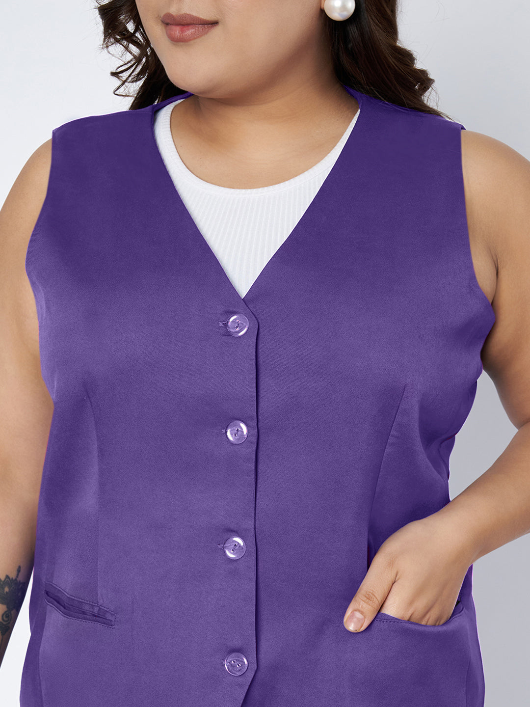 Plus Size Single-Breasted Waistcoat