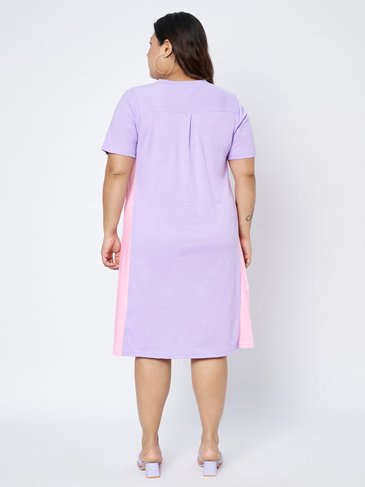 Plus Size Colourblocked Cotton Dress