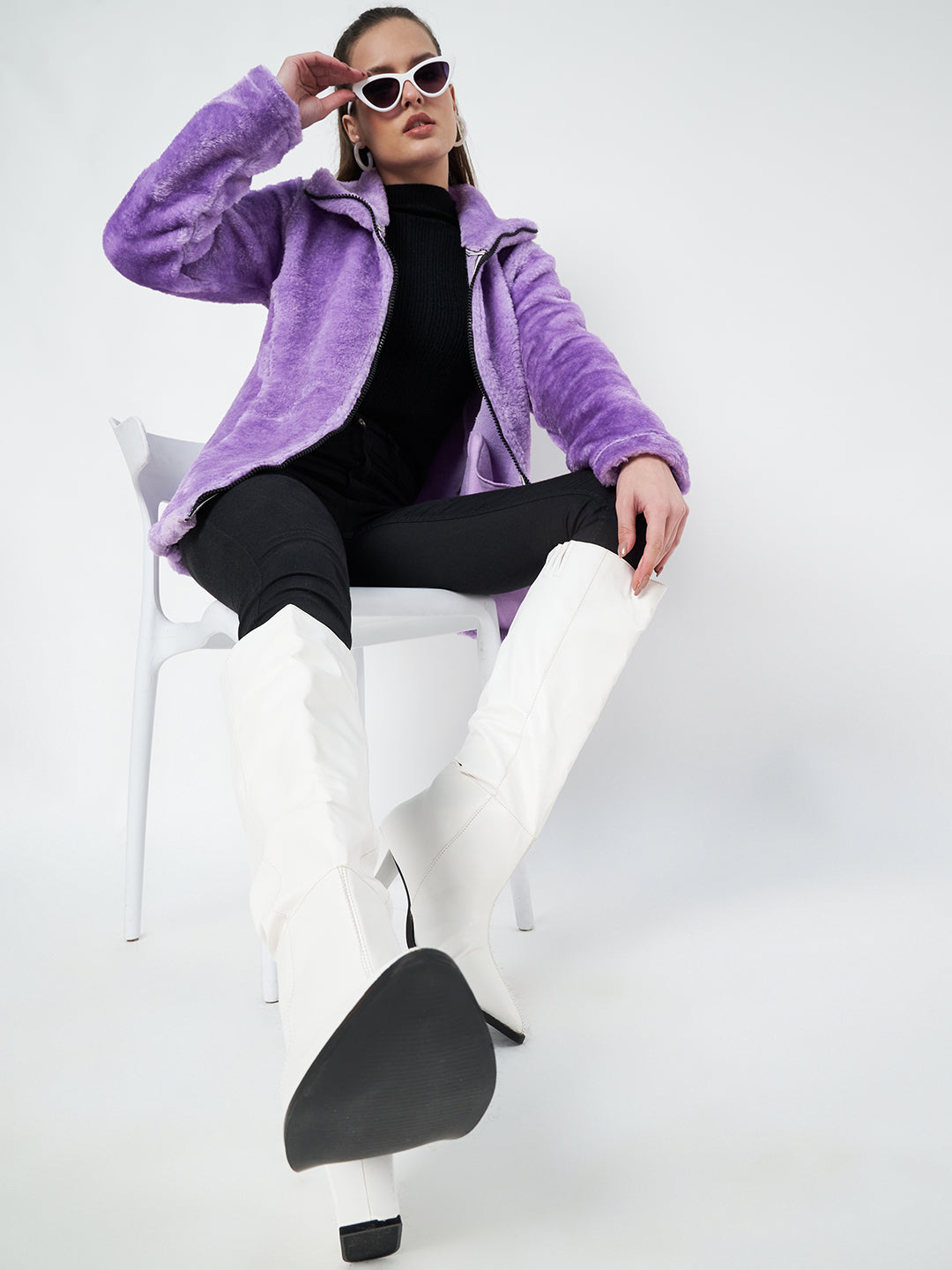 Mock Collar Faux Fur Casual Lightweight Parka Jacket
