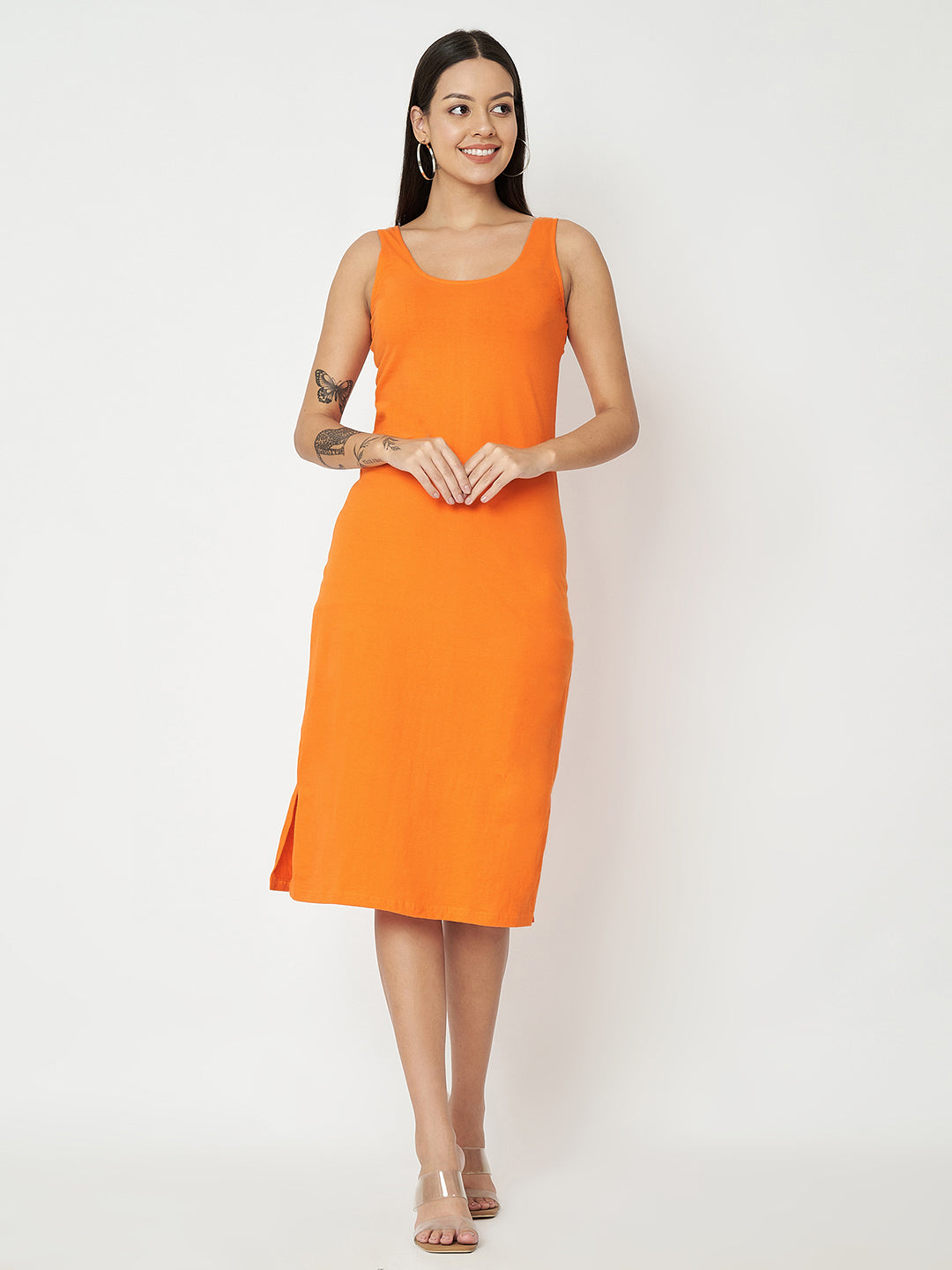 BRINNS Women Solid Sleeveless Sheath Midi Dress
