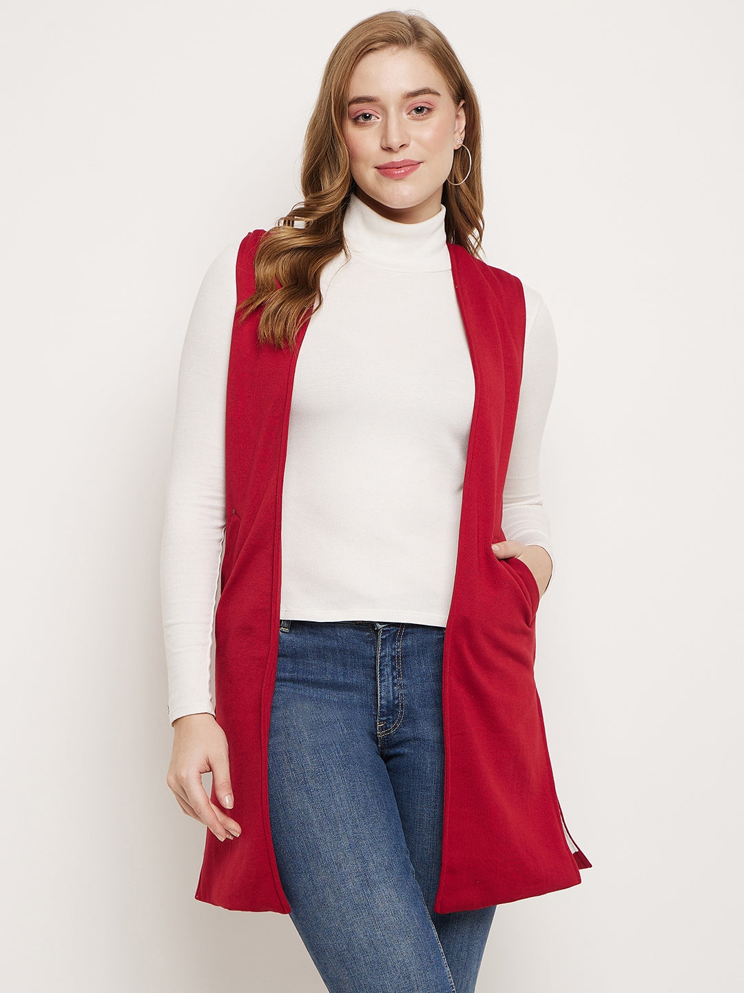 Sleeveless Longline Open Front Shrug