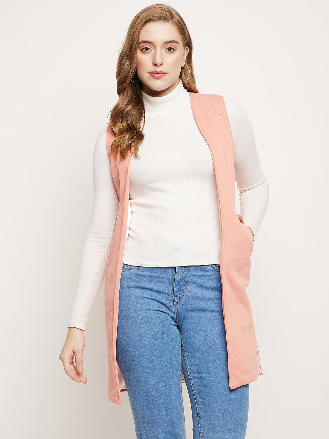 Sleeveless Longline Open Front Shrug