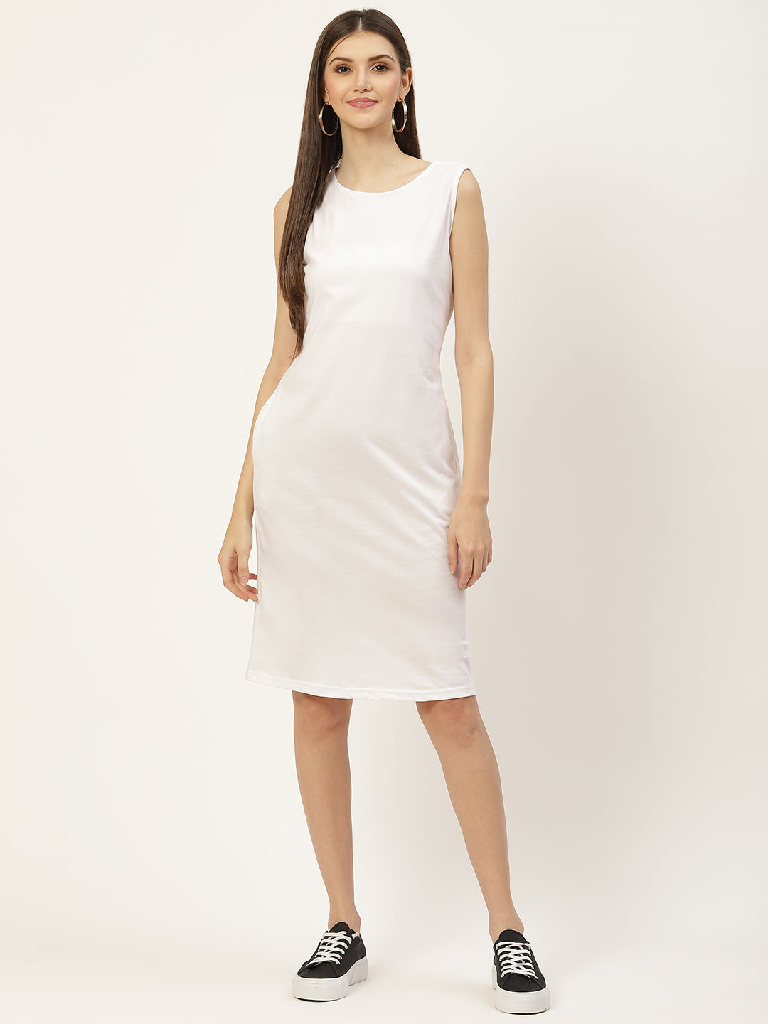 BRINNS Women Round Neck Cotton Sheath Dress