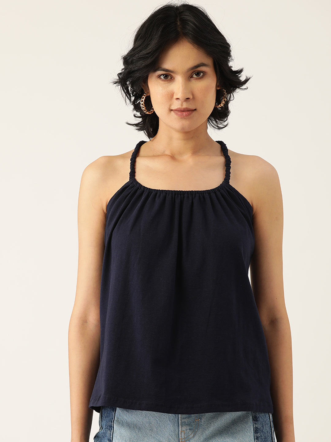 Solid Color Styled Back Top