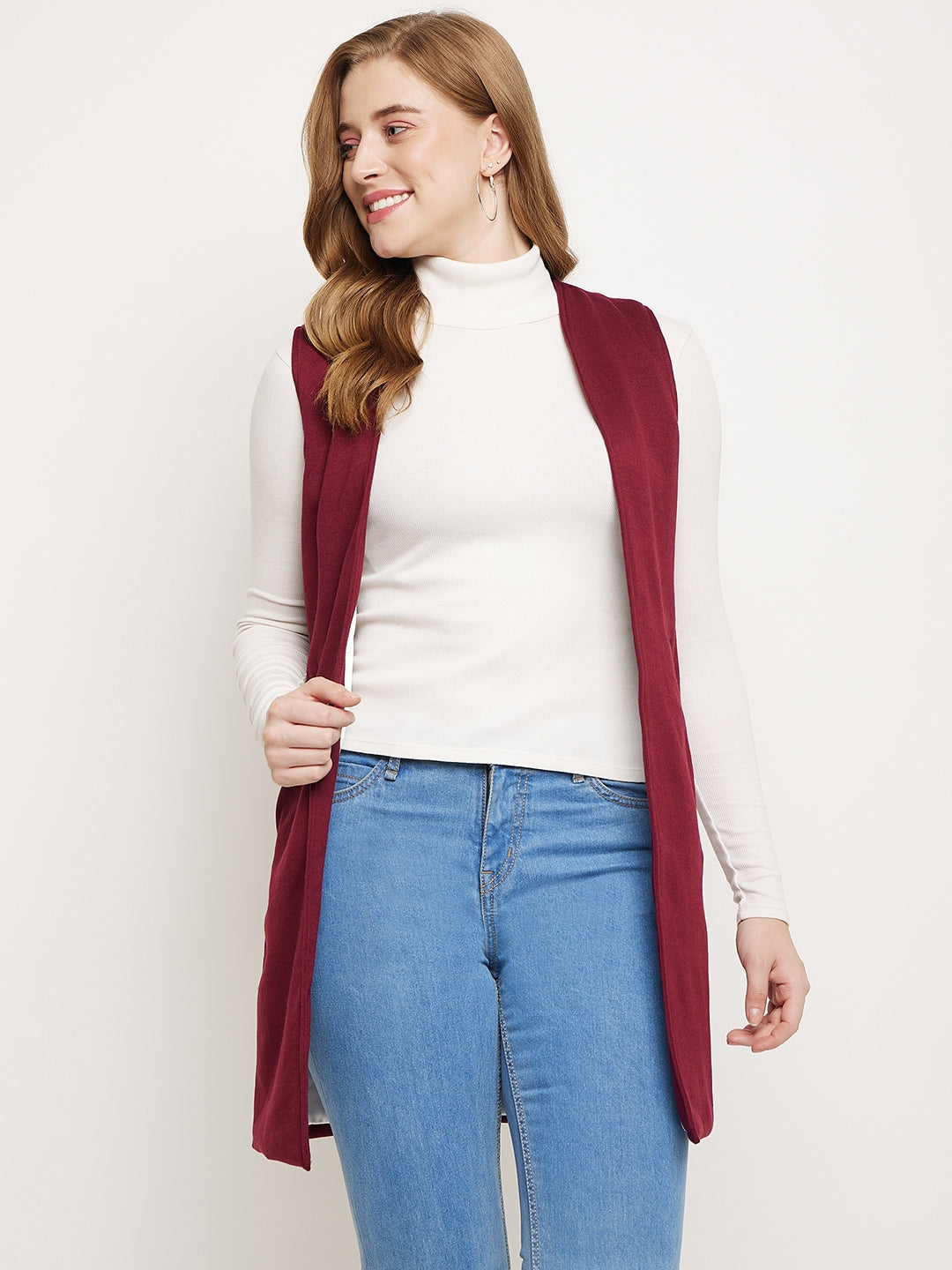 Sleeveless Longline Open Front Shrug