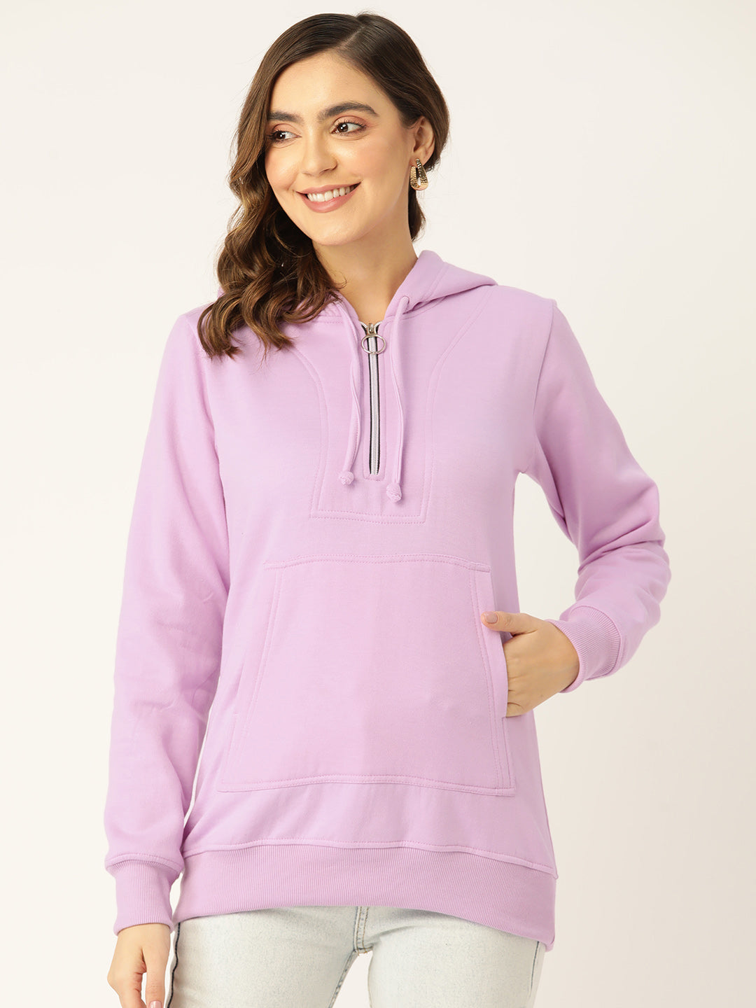 Women Burgundy Fleece Hooded Sweatshirt