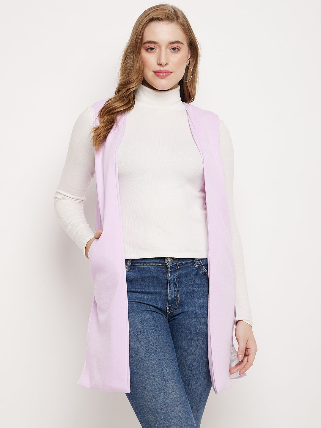 Sleeveless Longline Open Front Shrug