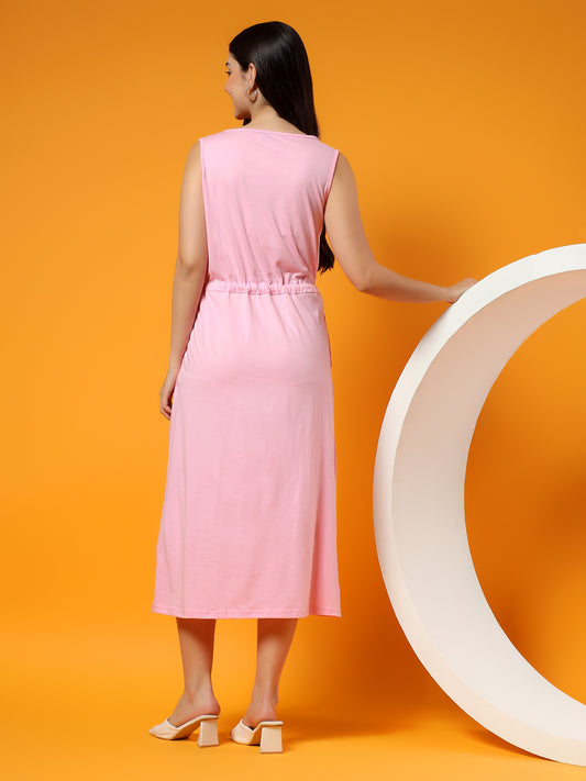 Belted Cotton Fit & Flare Midi Dress