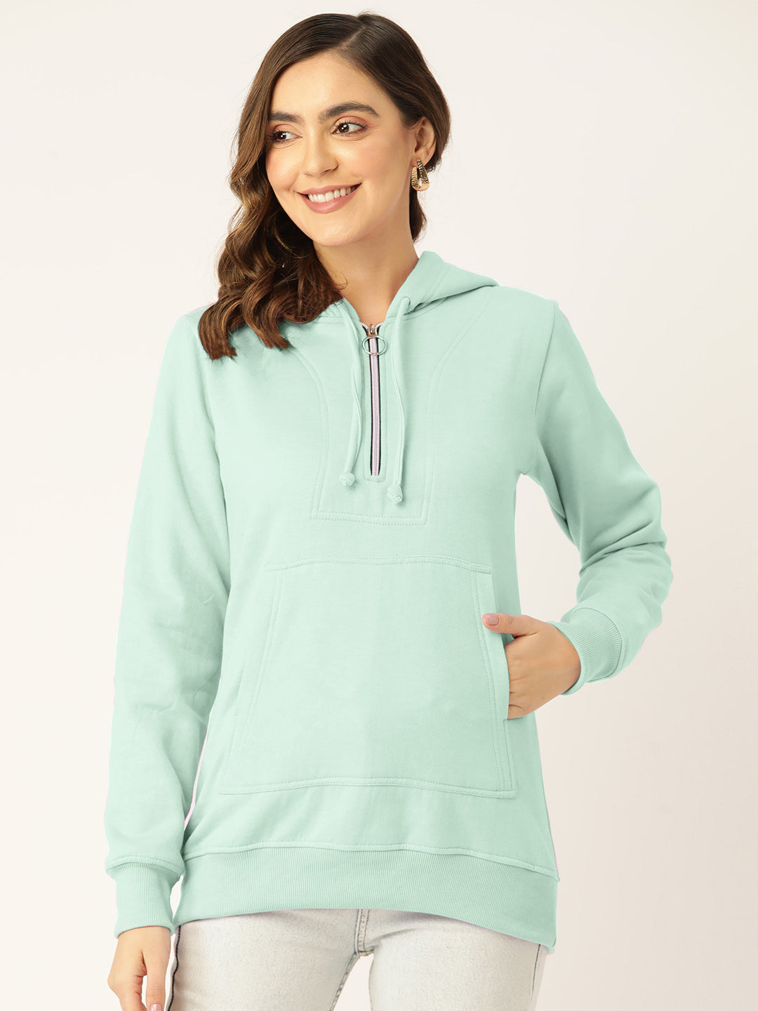 Women Burgundy Fleece Hooded Sweatshirt