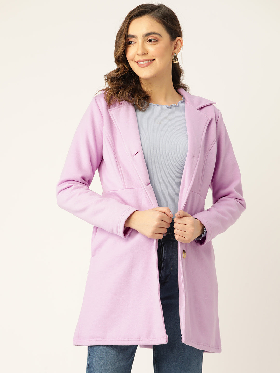 Notched Lapel Single-Breasted Overcoat