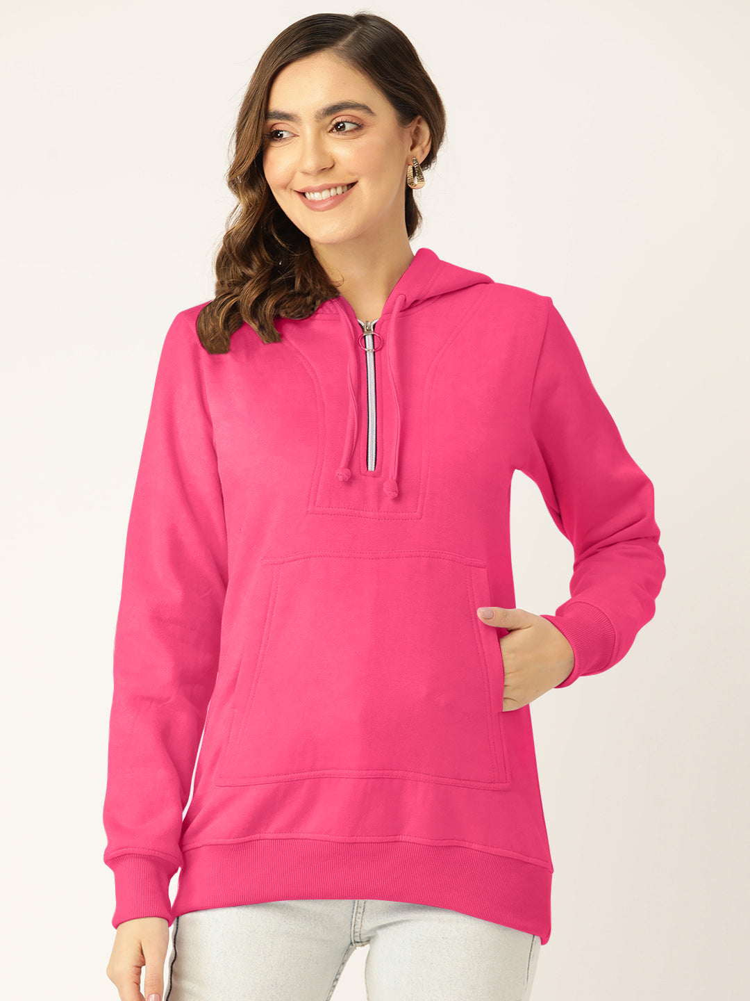 Women Burgundy Fleece Hooded Sweatshirt