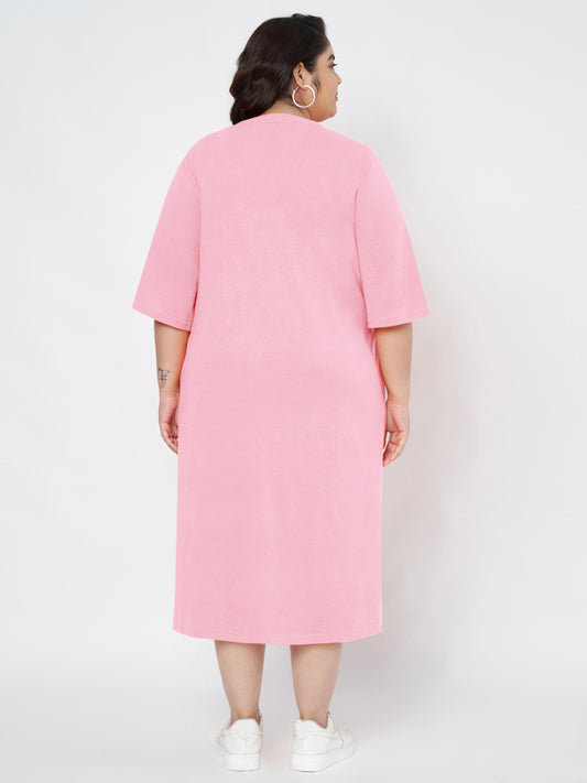 Plus Size Cotton T-shirt Midi Dress