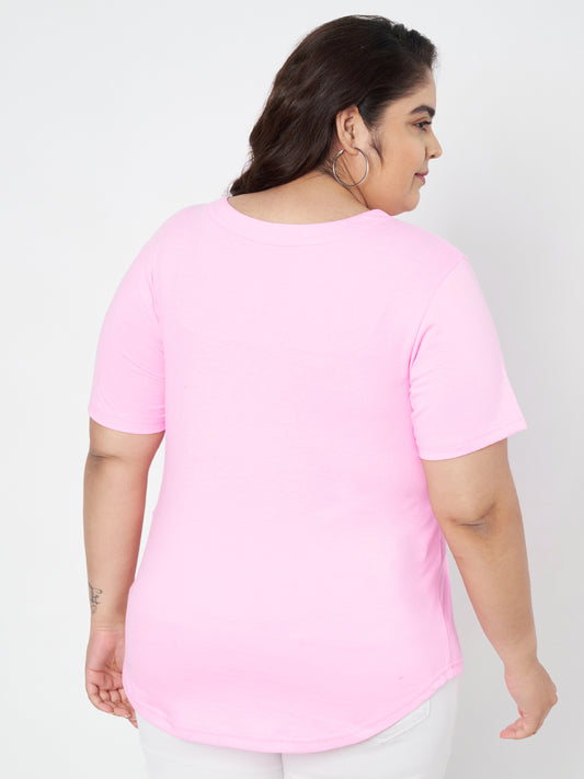 Plus Size V-Neck Cotton T-shirt
