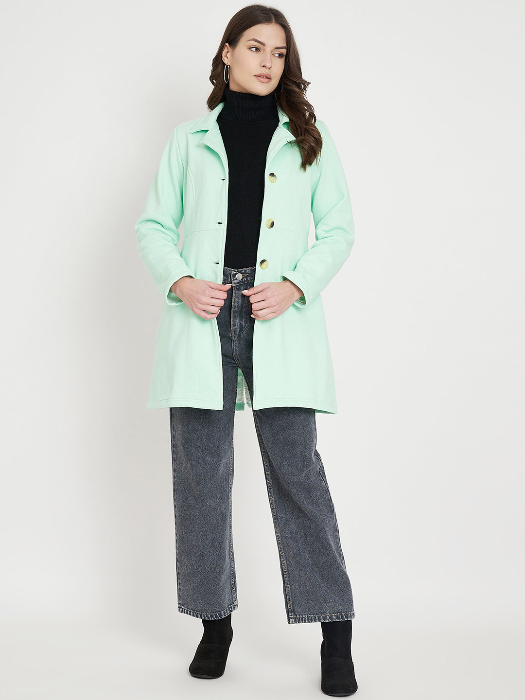 Notched Lapel Single-Breasted Overcoat