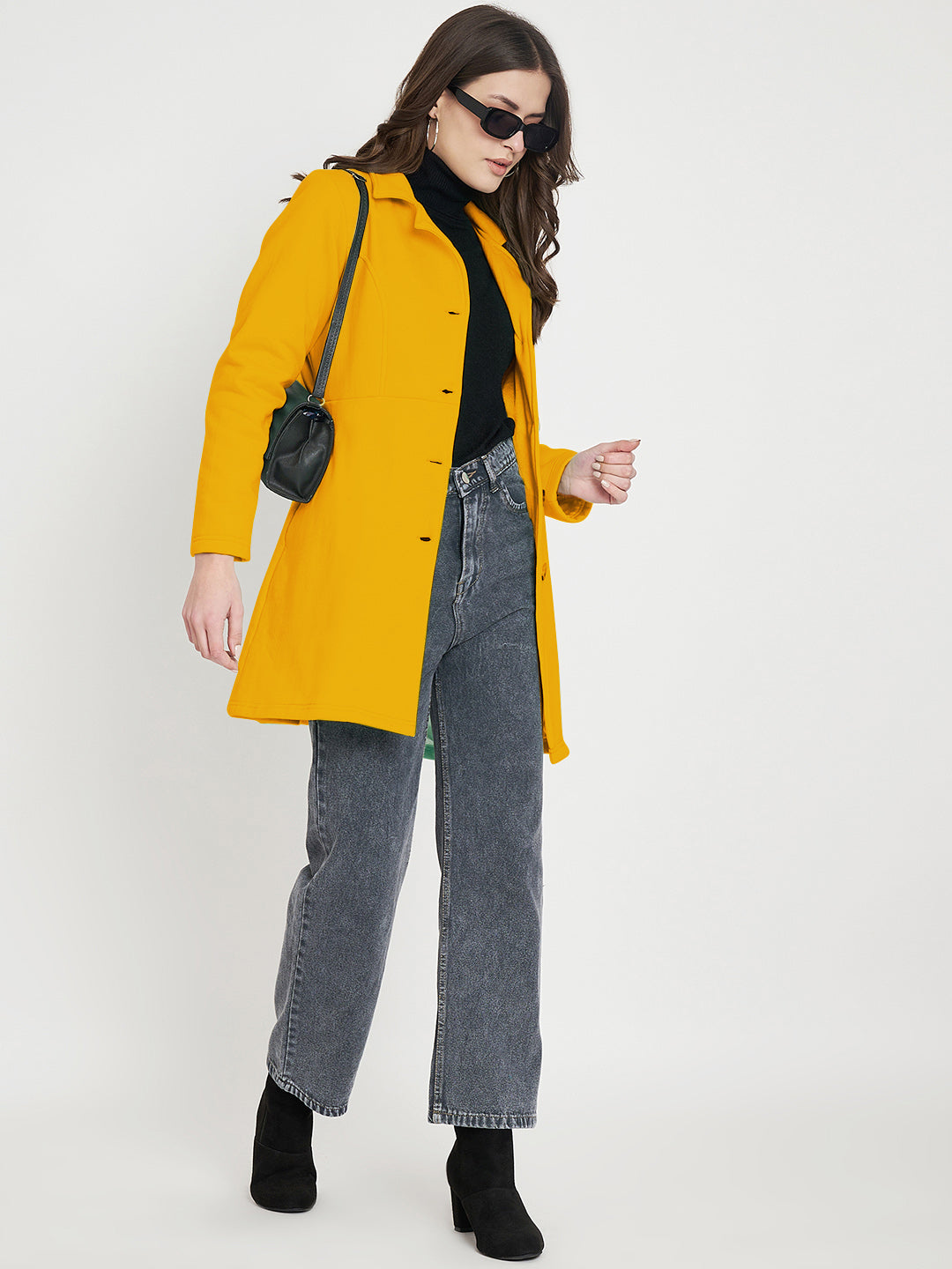 Notched Lapel Single-Breasted Overcoat