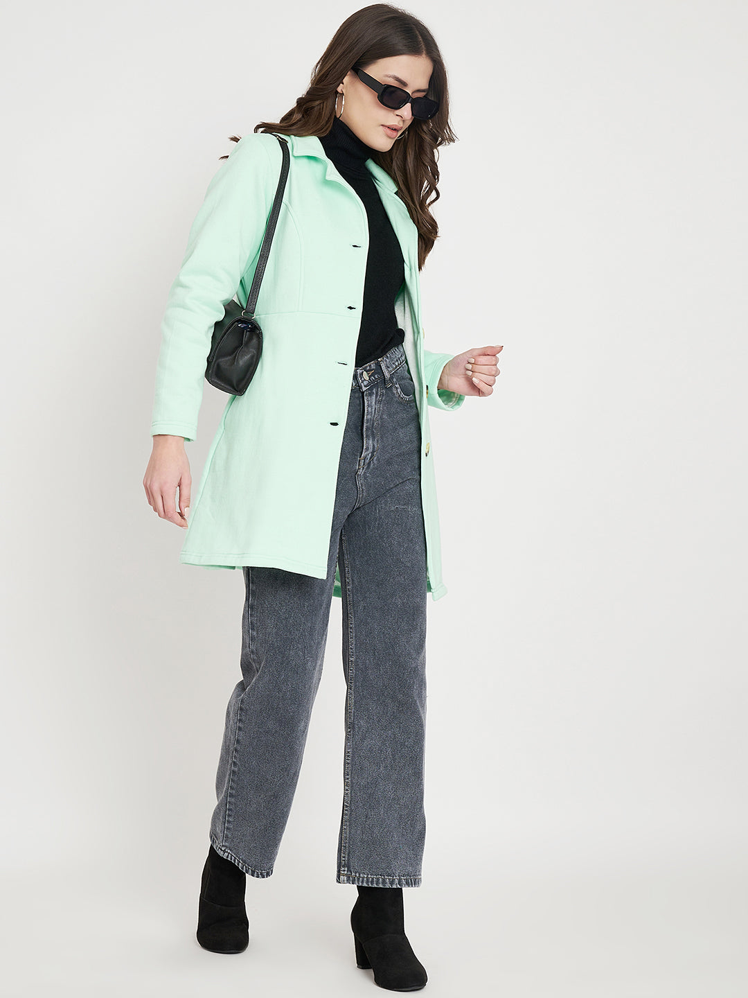 Notched Lapel Single-Breasted Overcoat