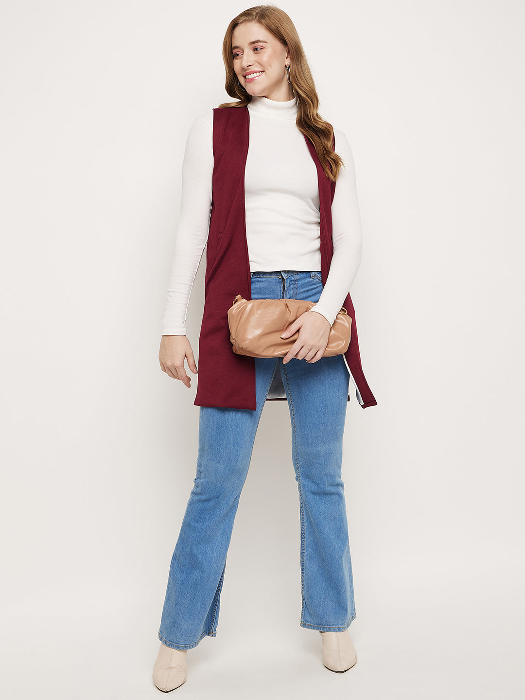 Sleeveless Longline Open Front Shrug